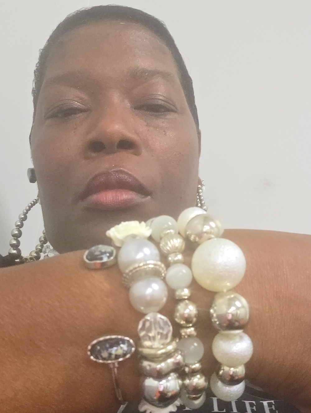 White Pearl & Silver Bead Stackable Bracelet Set